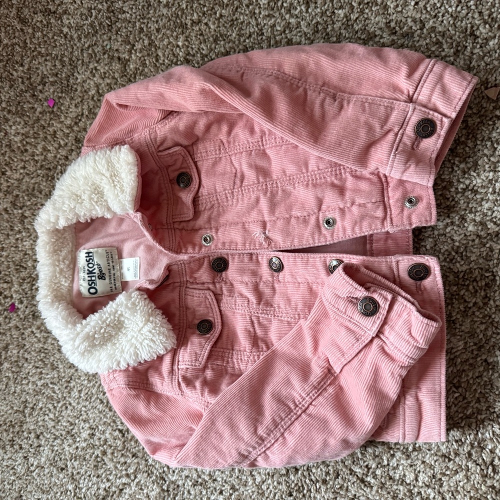 OshKosh B'gosh Pink Corduroy Jacket with Sherpa Collar